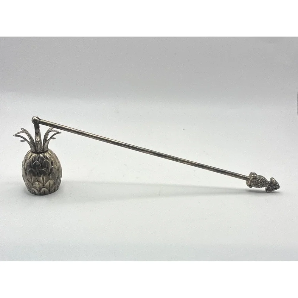 Vintage Pineapple Candle Snuffer 11 Inches Silver Tone Metal Hospitality Decor